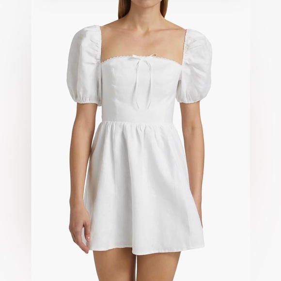 Reformation white puff sleeve mini dress size 2 - Picture 3 of 7